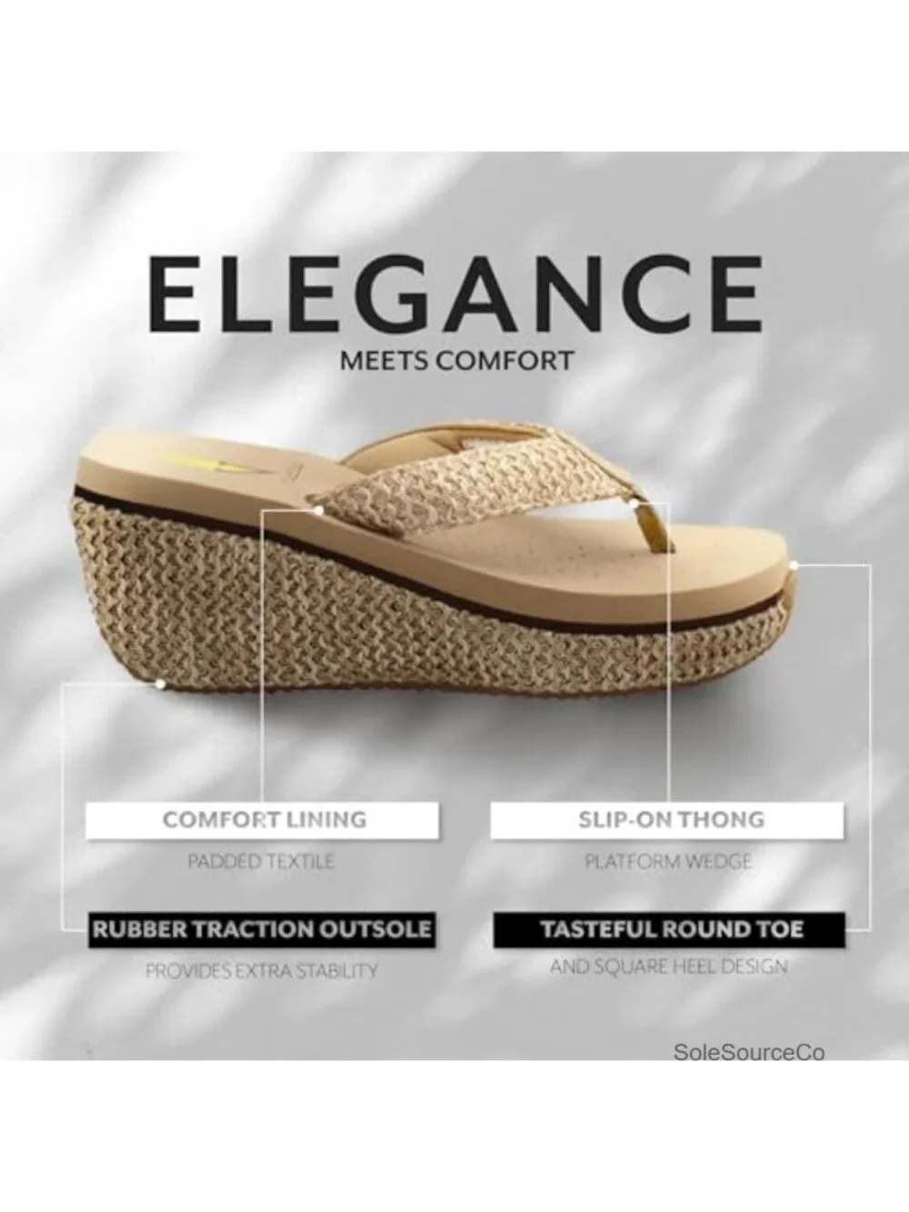 Women's Wedge Sandals Raffia Platform Thong Slip-On EVA Insole Rubber Outsole